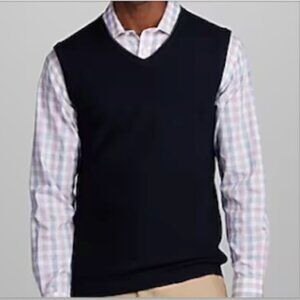 Jos. A. Bank Tailored Fit Micro Texture V-Neck Sweater Vest - colour: Navy